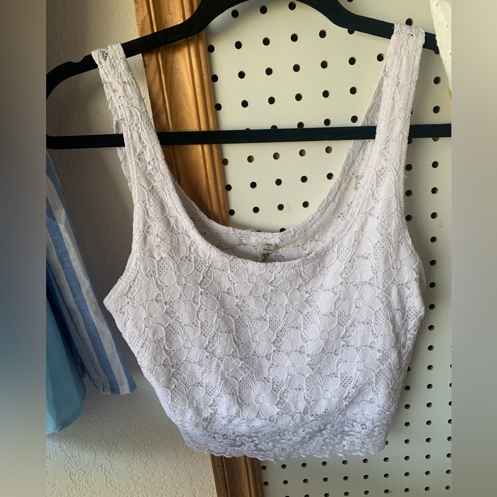 White lace crop top